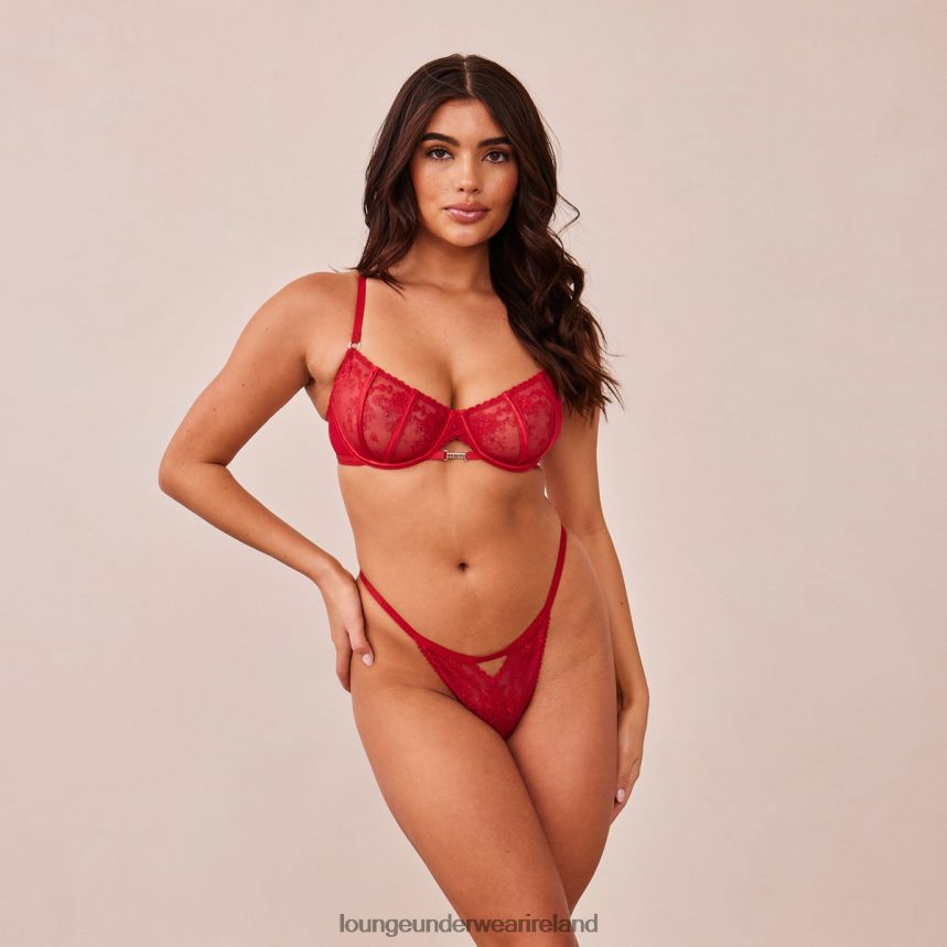 Lounge Underwear Women Flirt Balcony Bra & G-string/Briefs Set F2H42Z132 Maroon