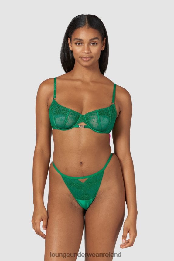 Lounge Underwear Women Flirt Balcony Bra & G-string/Briefs Set F2H42Z160 Emerald