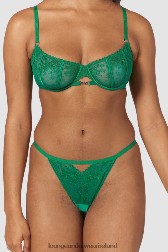 Lounge Underwear Women Flirt Balcony Bra & G-string/Briefs Set F2H42Z160 Emerald