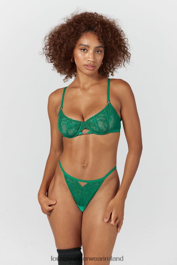 Lounge Underwear Women Flirt Balcony Bra & G-string/Briefs Set F2H42Z160 Emerald