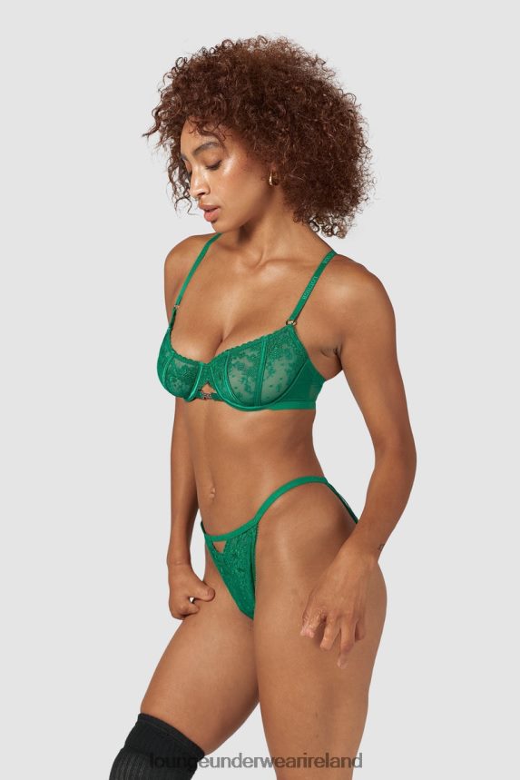 Lounge Underwear Women Flirt Balcony Bra & G-string/Briefs Set F2H42Z160 Emerald