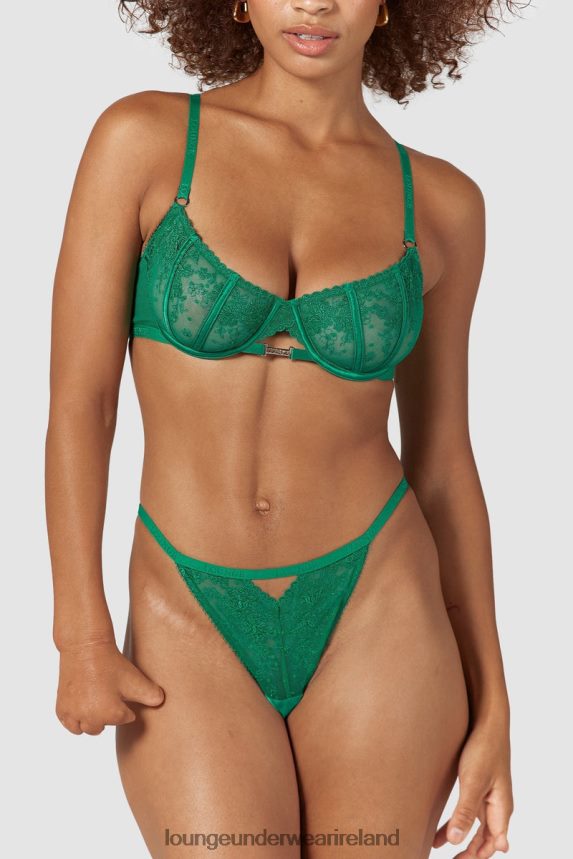 Lounge Underwear Women Flirt Balcony Bra & G-string/Briefs Set F2H42Z160 Emerald