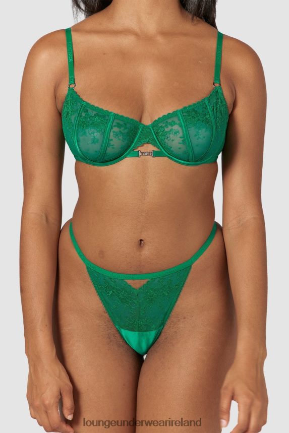 Lounge Underwear Women Flirt Balcony Bra & G-string/Briefs Set F2H42Z160 Emerald