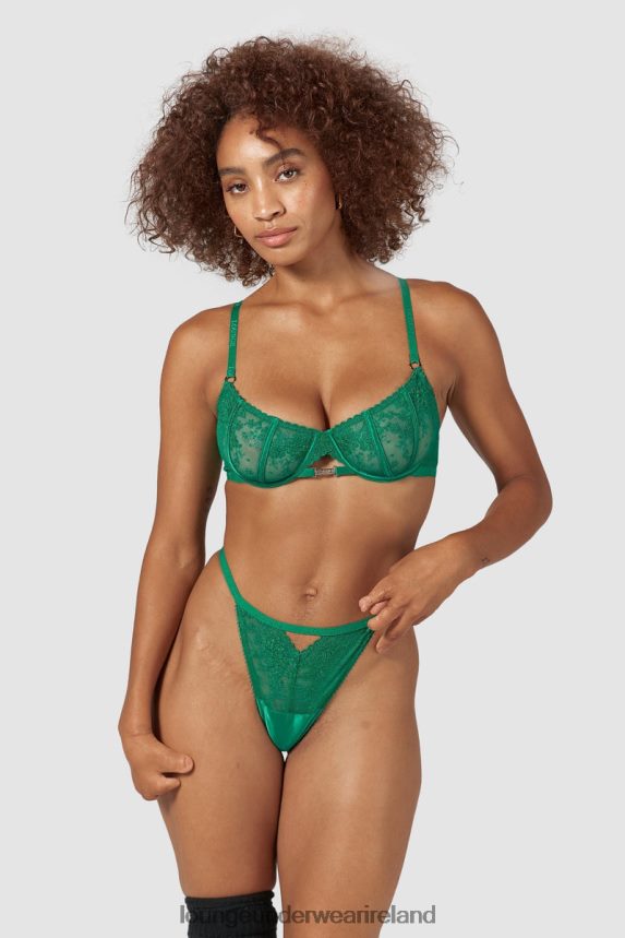 Lounge Underwear Women Flirt Balcony Bra & G-string/Briefs Set F2H42Z160 Emerald