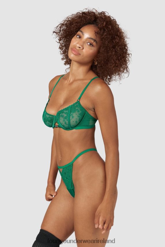 Lounge Underwear Women Flirt Balcony Bra & G-string/Briefs Set F2H42Z160 Emerald