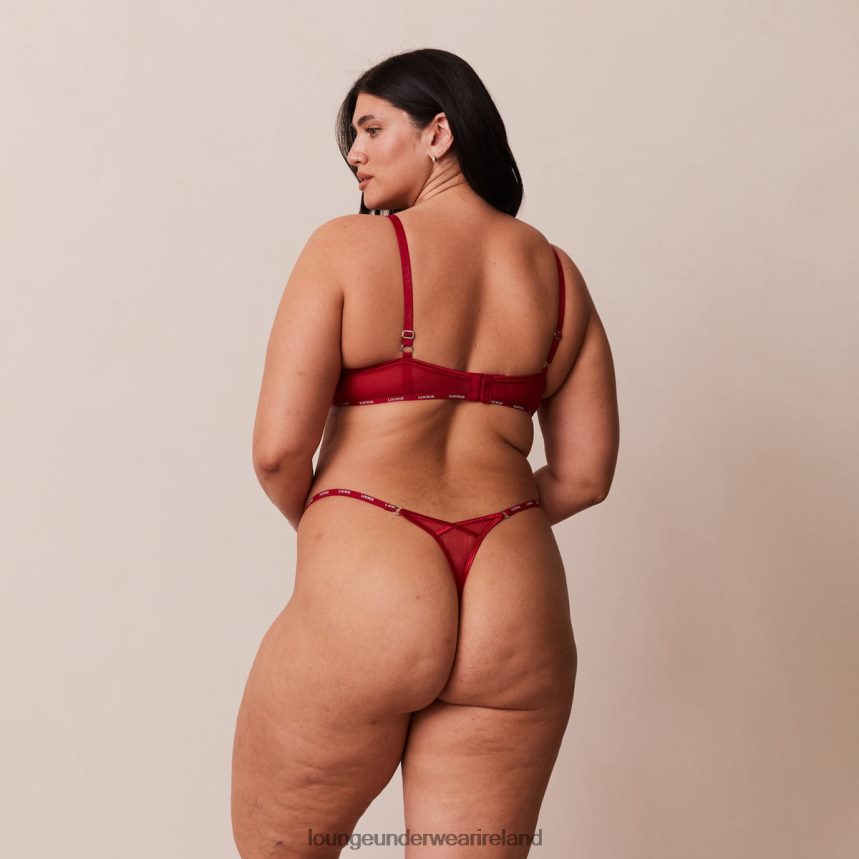 Lounge Underwear Women Illustration Balcony Bra & Thong/Briefs Set F2H42Z14 Maroon