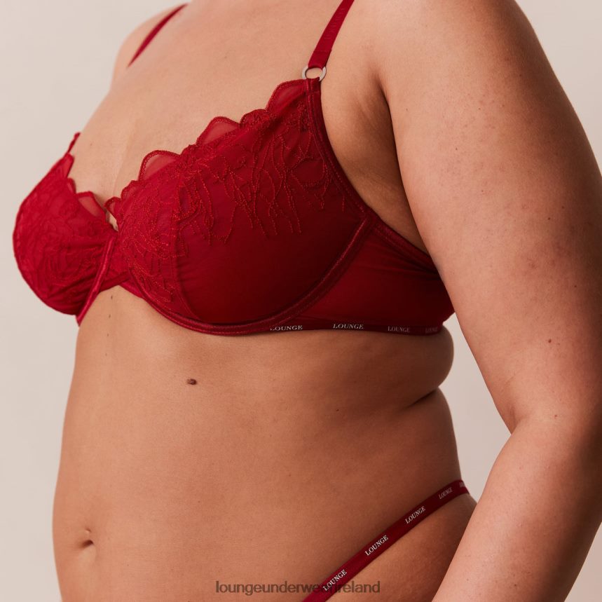 Lounge Underwear Women Illustration Balcony Bra & Thong/Briefs Set F2H42Z14 Maroon