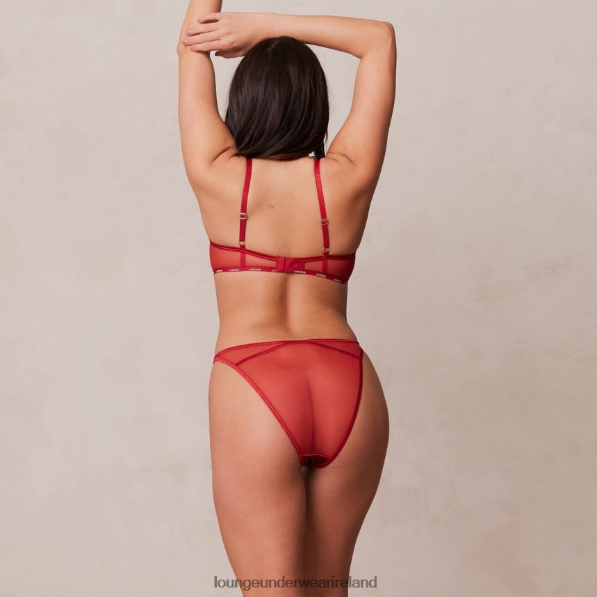 Lounge Underwear Women Illustration Balcony Bra & Thong/Briefs Set F2H42Z14 Maroon