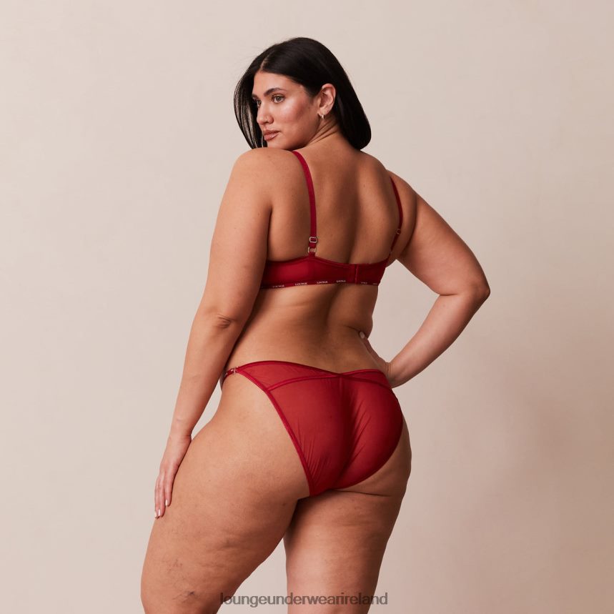 Lounge Underwear Women Illustration Balcony Bra & Thong/Briefs Set F2H42Z14 Maroon