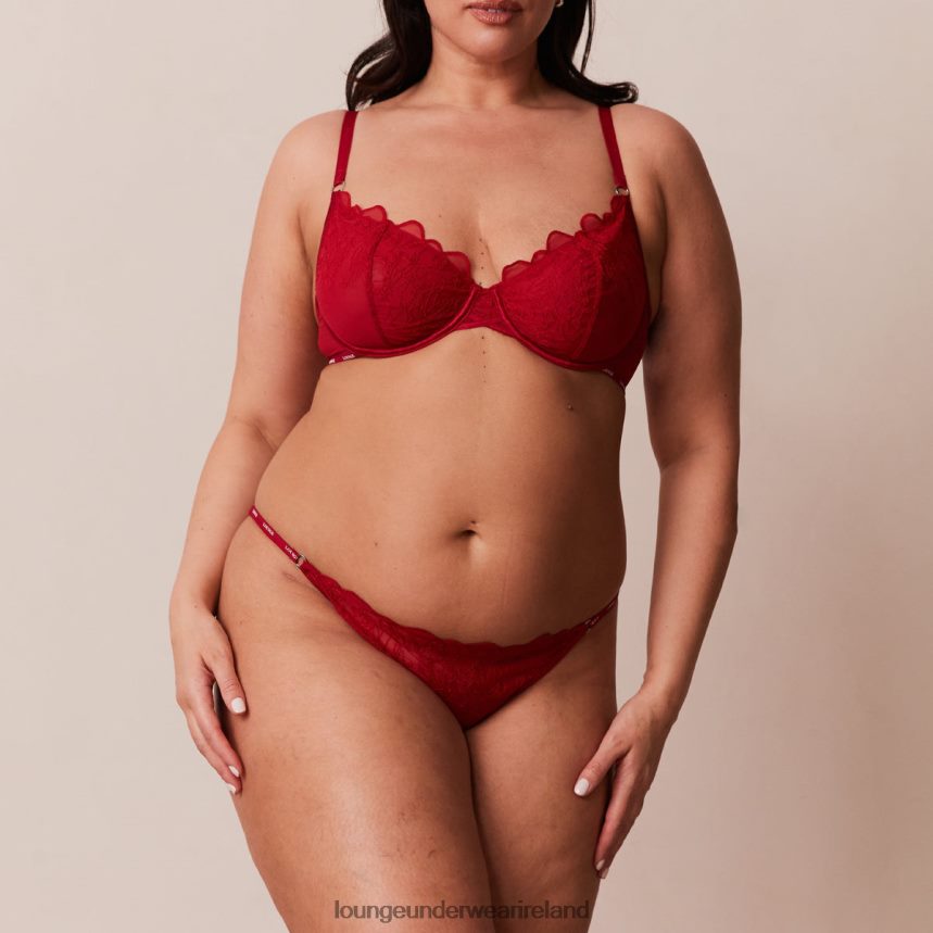 Lounge Underwear Women Illustration Balcony Bra & Thong/Briefs Set F2H42Z14 Maroon