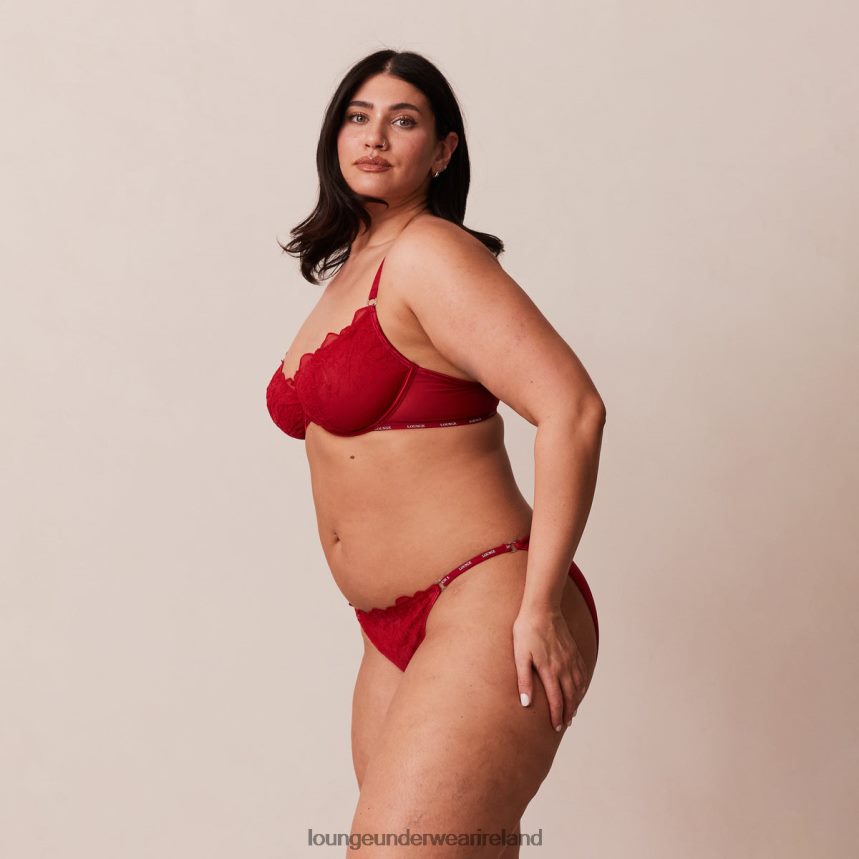 Lounge Underwear Women Illustration Balcony Bra & Thong/Briefs Set F2H42Z14 Maroon