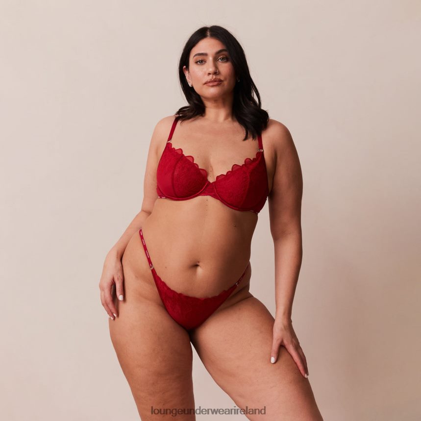 Lounge Underwear Women Illustration Balcony Bra & Thong/Briefs Set F2H42Z14 Maroon