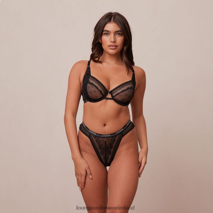 Lounge Underwear Women Liberty Balcony Bra & Thong/Briefs Set F2H42Z24 Black