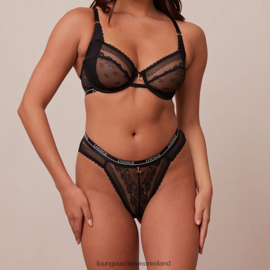 Lounge Underwear Women Liberty Balcony Bra & Thong/Briefs Set F2H42Z24 Black