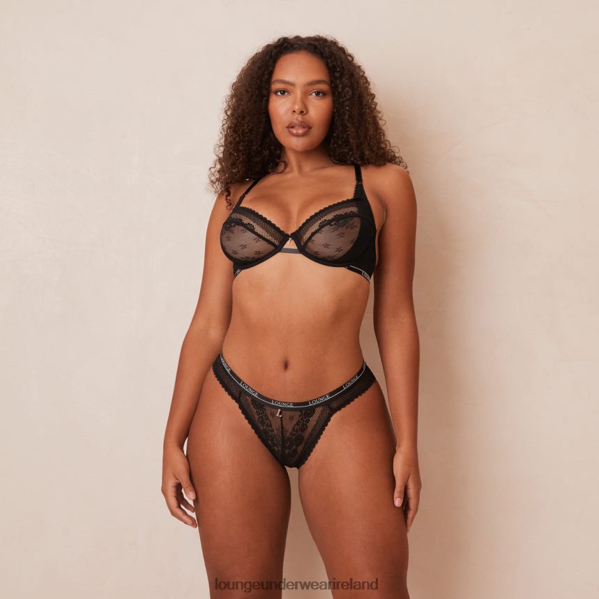 Lounge Underwear Women Liberty Balcony Bra & Thong/Briefs Set F2H42Z24 Black