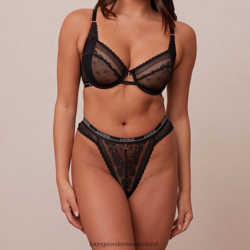 Lounge Underwear Women Liberty Balcony Bra & Thong/Briefs Set F2H42Z24 Black