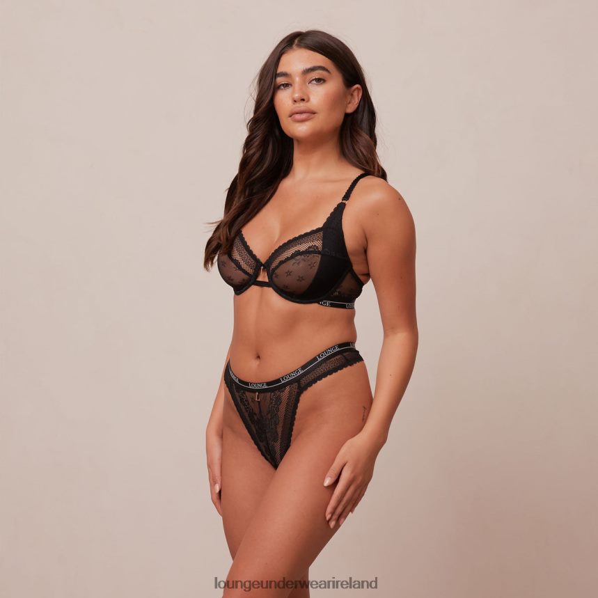 Lounge Underwear Women Liberty Balcony Bra & Thong/Briefs Set F2H42Z24 Black