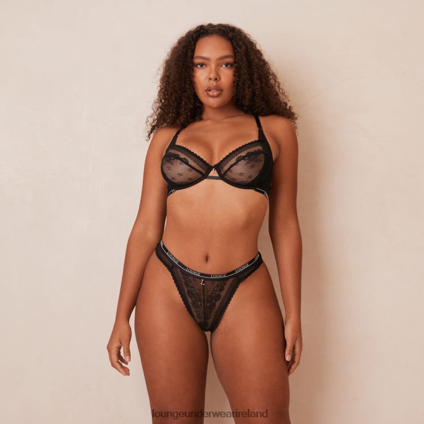 Lounge Underwear Women Liberty Balcony Bra & Thong/Briefs Set F2H42Z24 Black