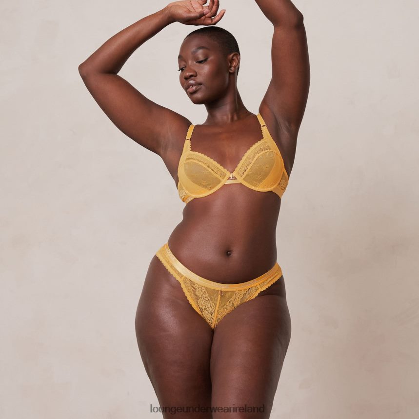 Lounge Underwear Women Liberty Balcony Bra & Thong/Briefs Set F2H42Z46 Mustard