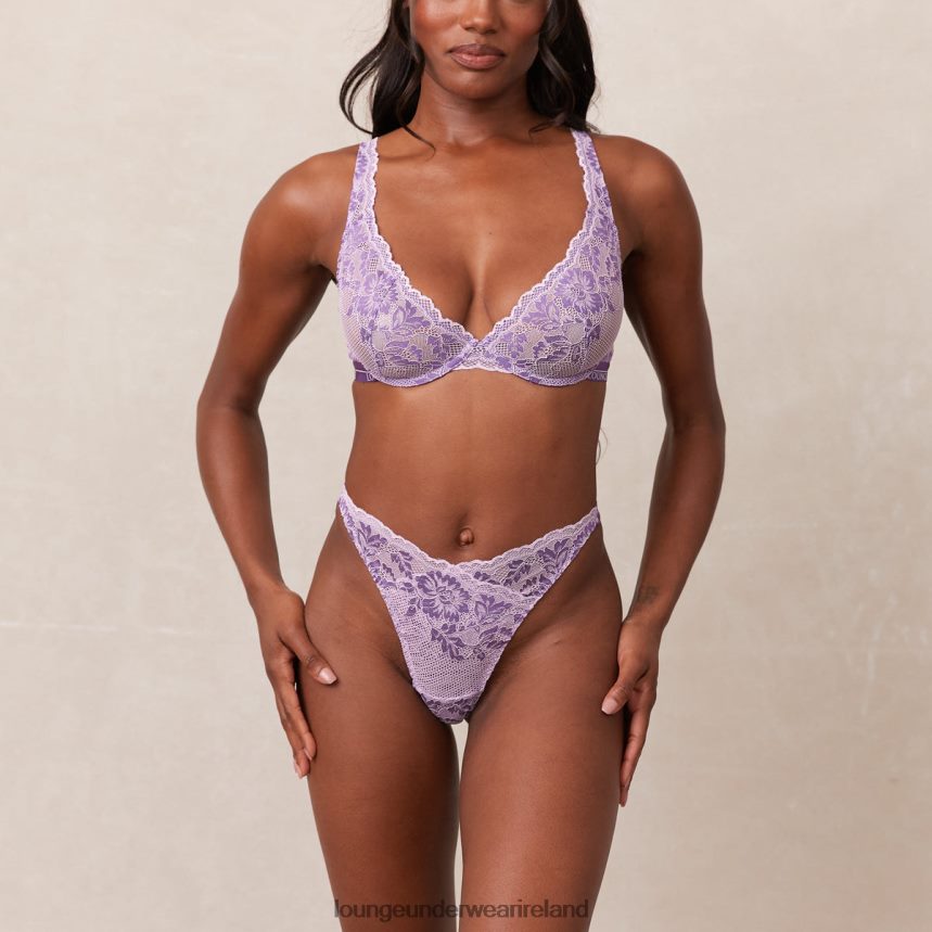 Lounge Underwear Women Luxe Balcony Bra & Thong/Briefs Set F2H42Z18 Purple