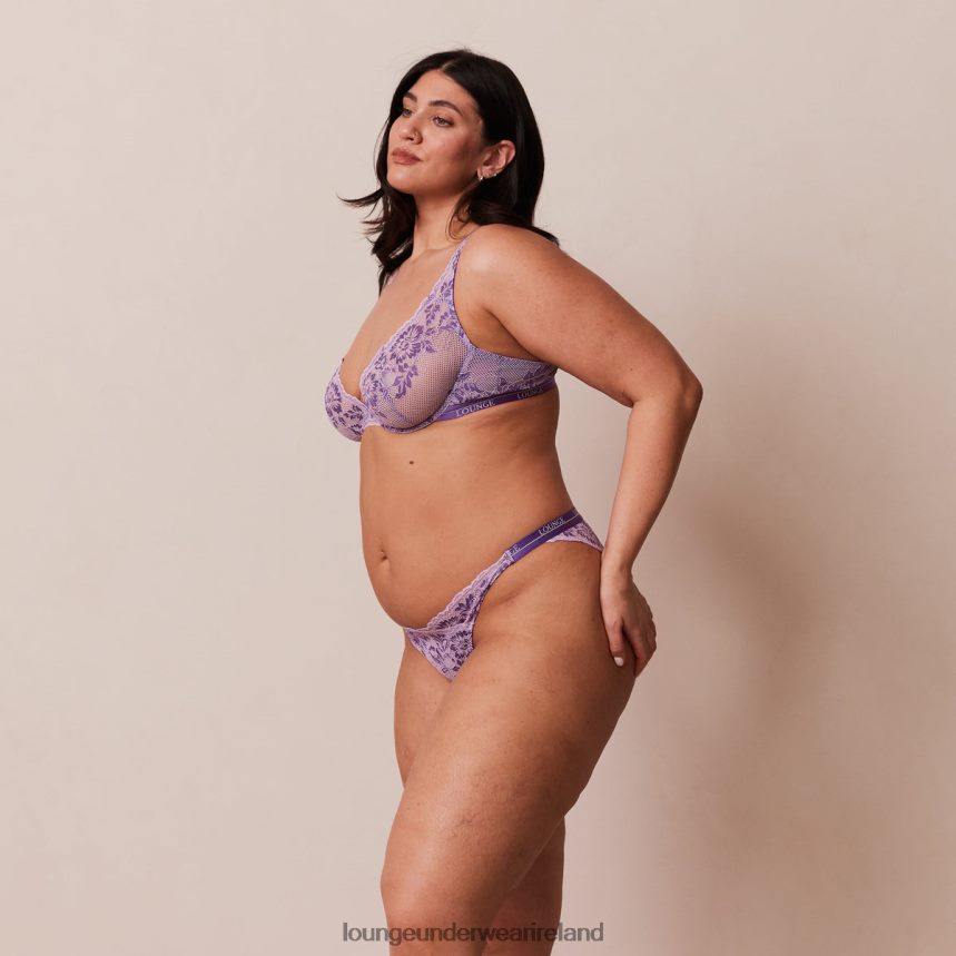 Lounge Underwear Women Luxe Balcony Bra & Thong/Briefs Set F2H42Z18 Purple