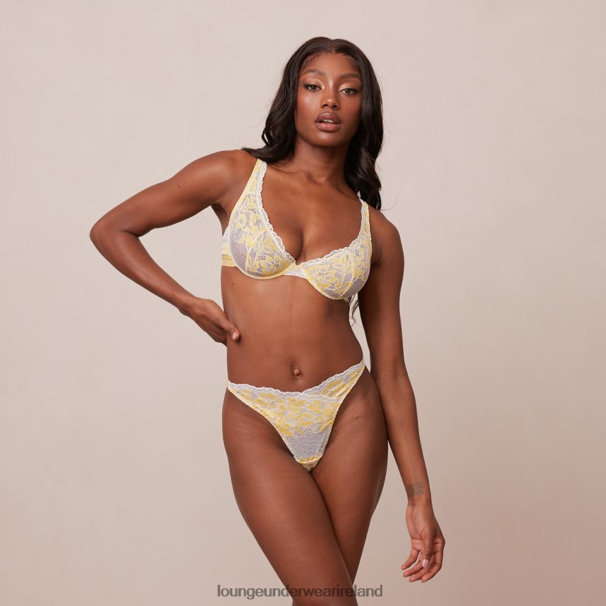 Lounge Underwear Women Luxe Balcony Bra & Thong/Briefs Set F2H42Z21 Lemon