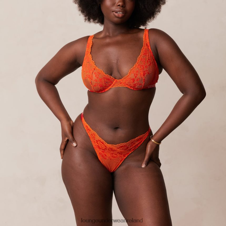 Lounge Underwear Women Luxe Balcony Bra & Thong/Briefs Set F2H42Z49 Red