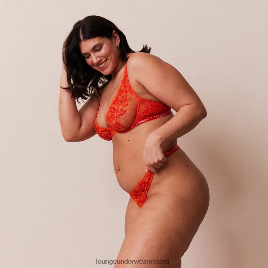 Lounge Underwear Women Luxe Balcony Bra & Thong/Briefs Set F2H42Z49 Red