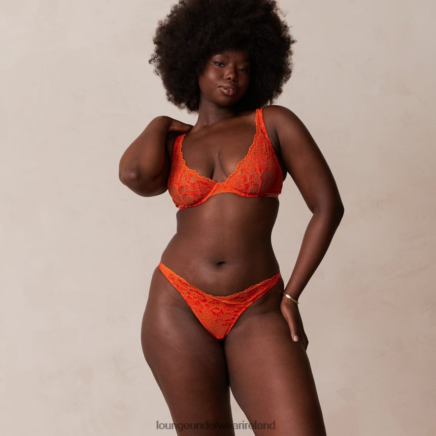 Lounge Underwear Women Luxe Balcony Bra & Thong/Briefs Set F2H42Z49 Red