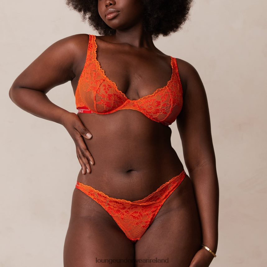 Lounge Underwear Women Luxe Balcony Bra & Thong/Briefs Set F2H42Z49 Red