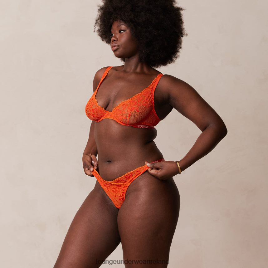 Lounge Underwear Women Luxe Balcony Bra & Thong/Briefs Set F2H42Z49 Red