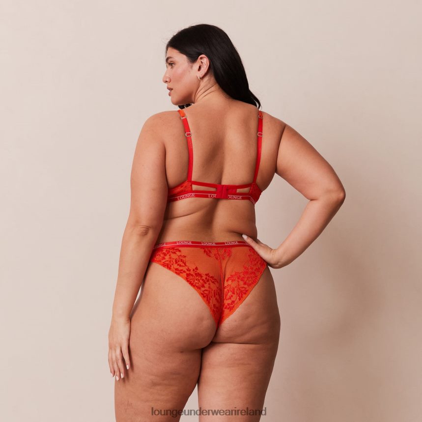Lounge Underwear Women Luxe Balcony Bra & Thong/Briefs Set F2H42Z49 Red