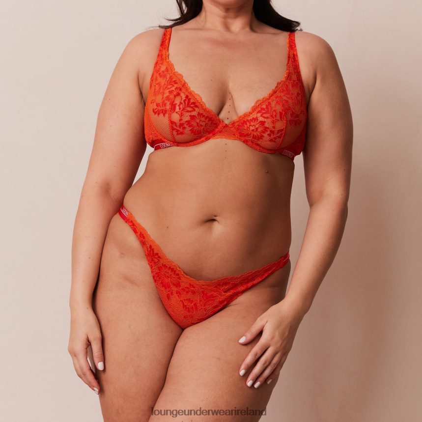 Lounge Underwear Women Luxe Balcony Bra & Thong/Briefs Set F2H42Z49 Red