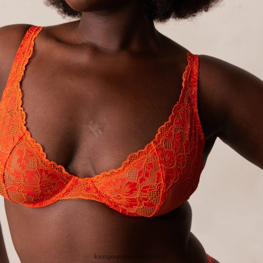 Lounge Underwear Women Luxe Balcony Bra & Thong/Briefs Set F2H42Z49 Red