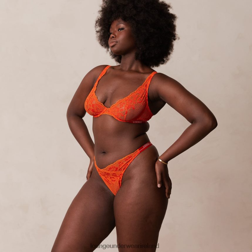 Lounge Underwear Women Luxe Balcony Bra & Thong/Briefs Set F2H42Z49 Red