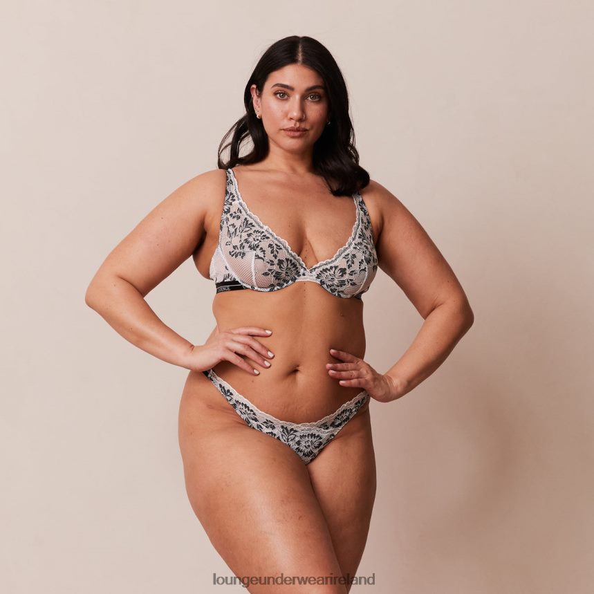 Lounge Underwear Women Luxe Balcony Bra & Thong/Briefs Set F2H42Z4 Black