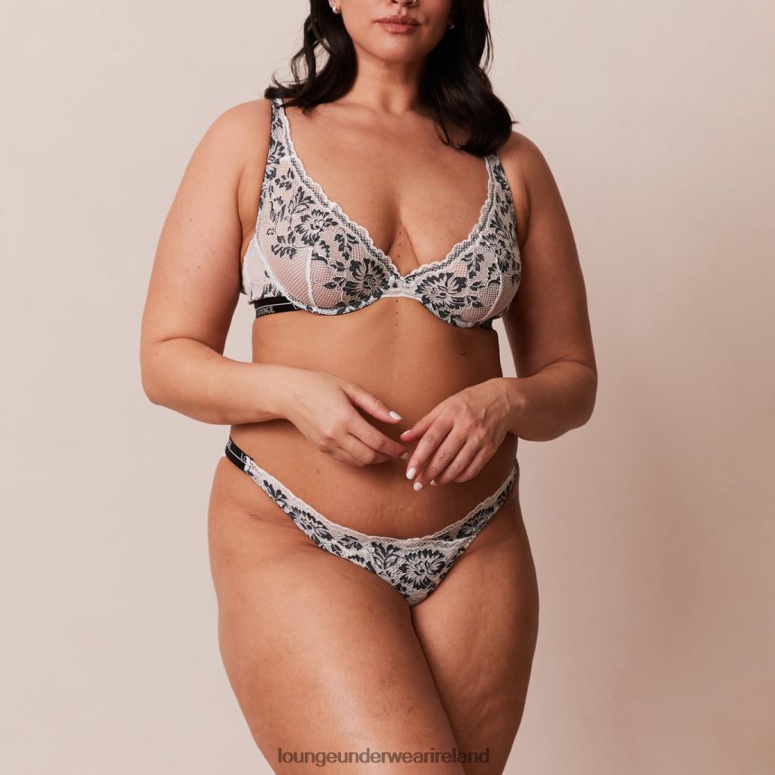 Lounge Underwear Women Luxe Balcony Bra & Thong/Briefs Set F2H42Z4 Black