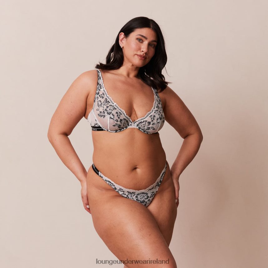 Lounge Underwear Women Luxe Balcony Bra & Thong/Briefs Set F2H42Z4 Black