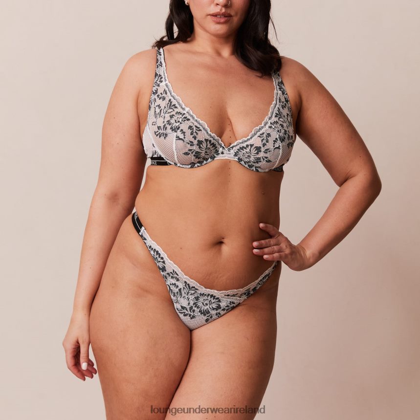 Lounge Underwear Women Luxe Balcony Bra & Thong/Briefs Set F2H42Z4 Black