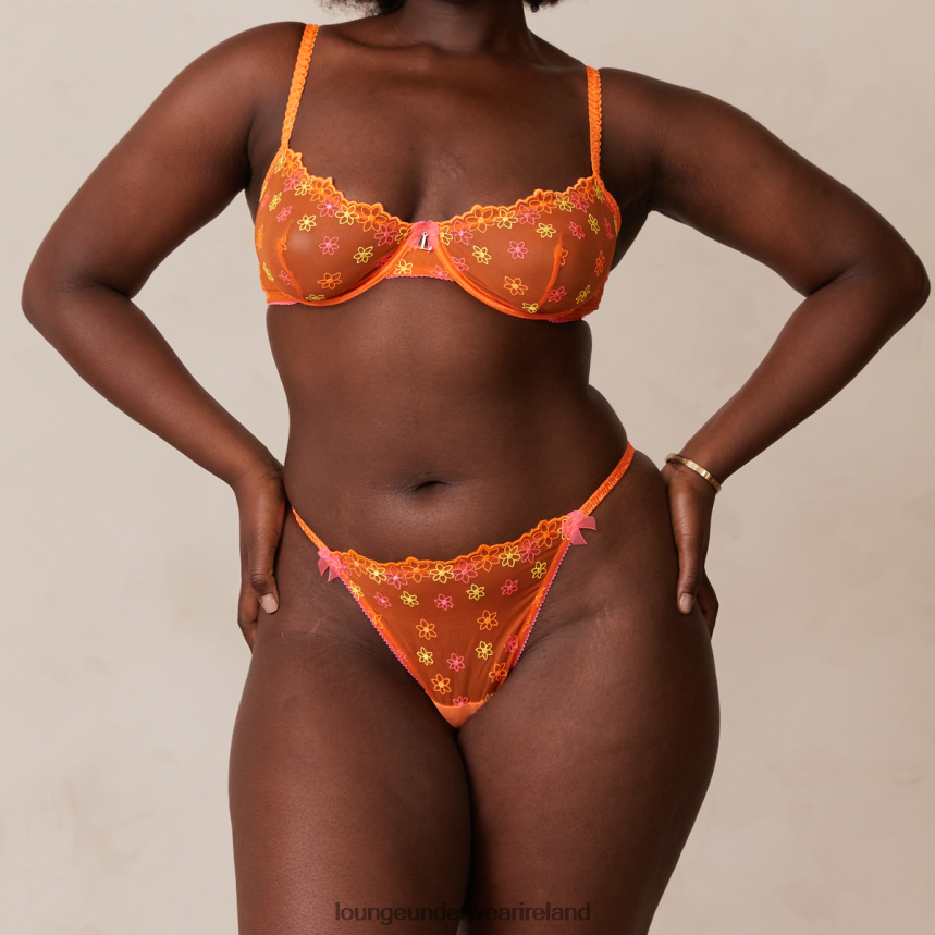 Lounge Underwear Women Neon Balcony Bra & G-string Set F2H42Z106 Orange