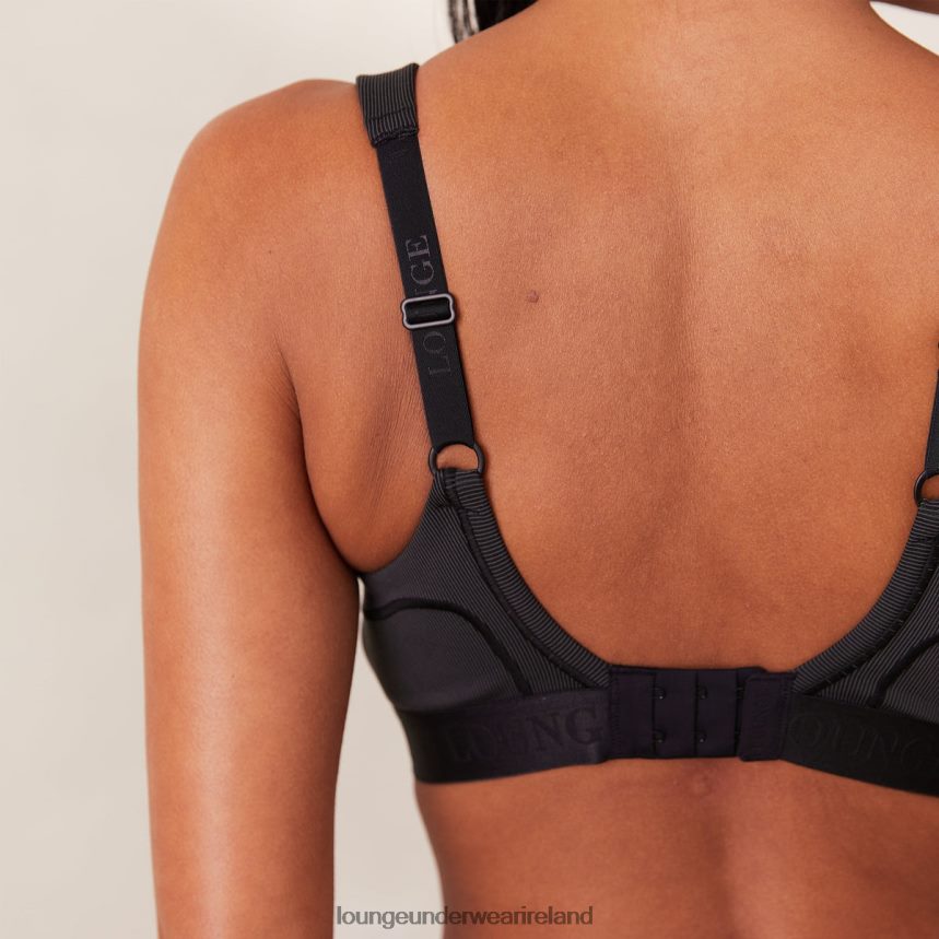 Lounge Underwear Women Ribbed Mindful Bra & Thong/Briefs Set F2H42Z165 Black