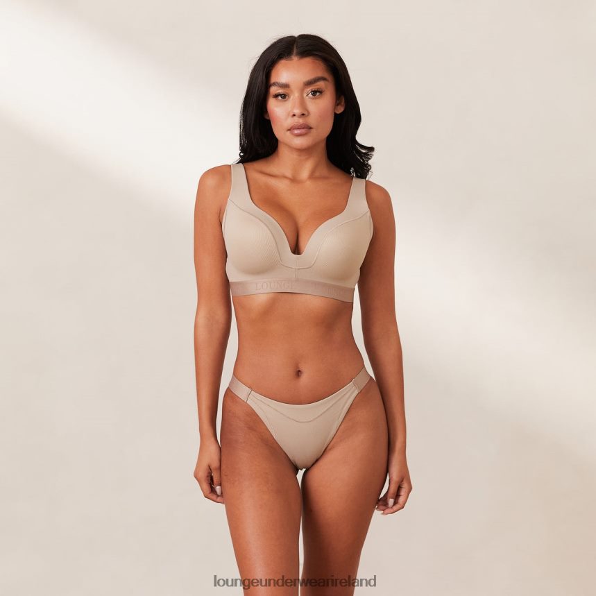 Lounge Underwear Women Ribbed Mindful Bra & Thong/Briefs Set F2H42Z168 Mink