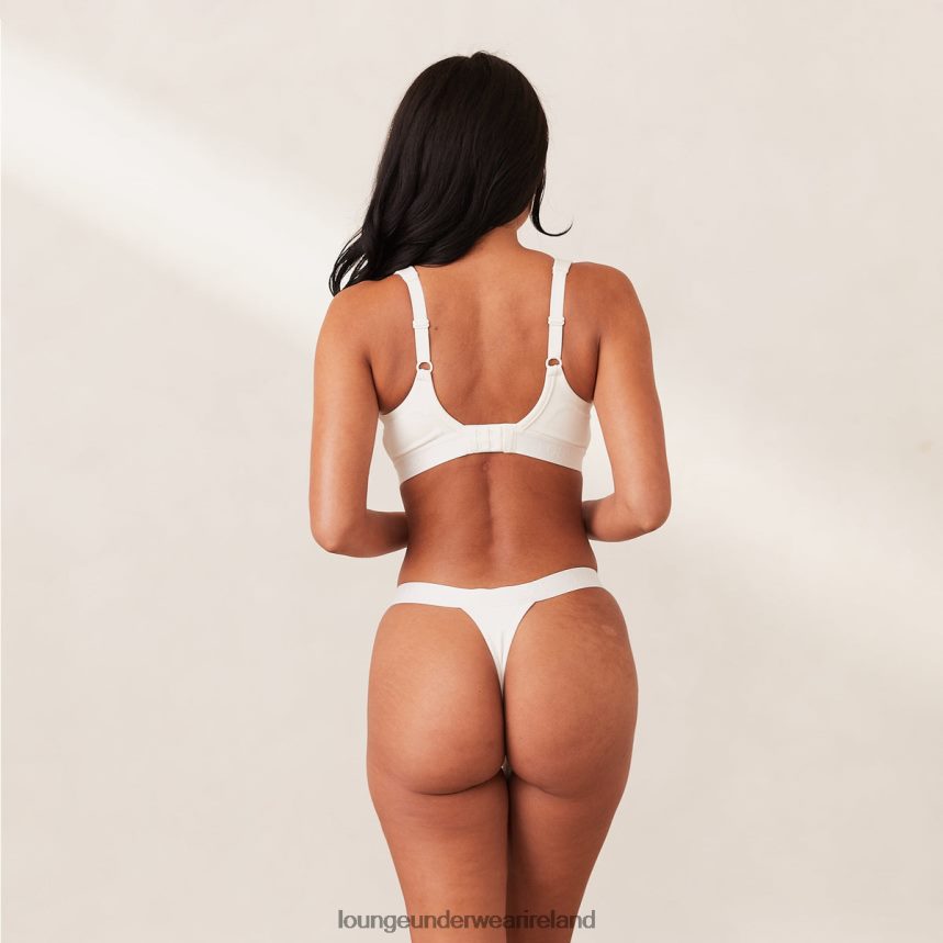 Lounge Underwear Women Ribbed Mindful Bra & Thong/Briefs Set F2H42Z169 White