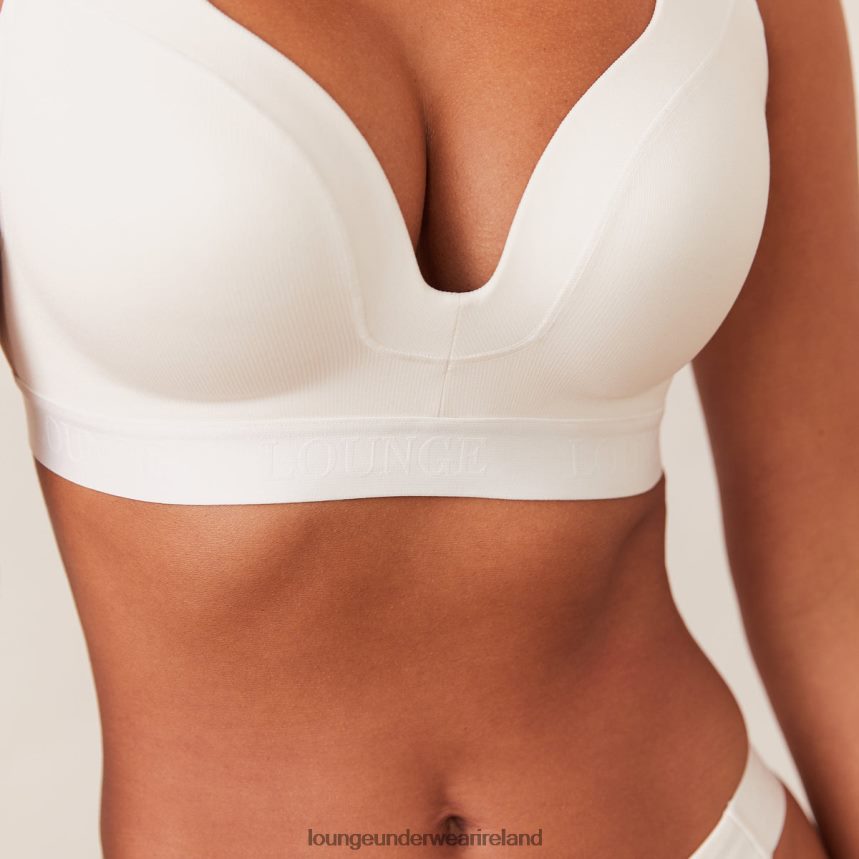 Lounge Underwear Women Ribbed Mindful Bra & Thong/Briefs Set F2H42Z169 White