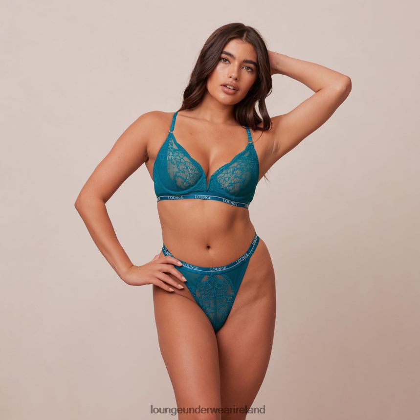 Lounge Underwear Women Royal Balcony Bra & Thong Set F2H42Z104 Turquoise