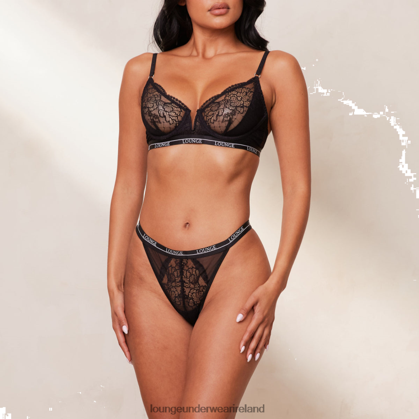 Lounge Underwear Women Royal Balcony Bra & Thong Set F2H42Z35 Black