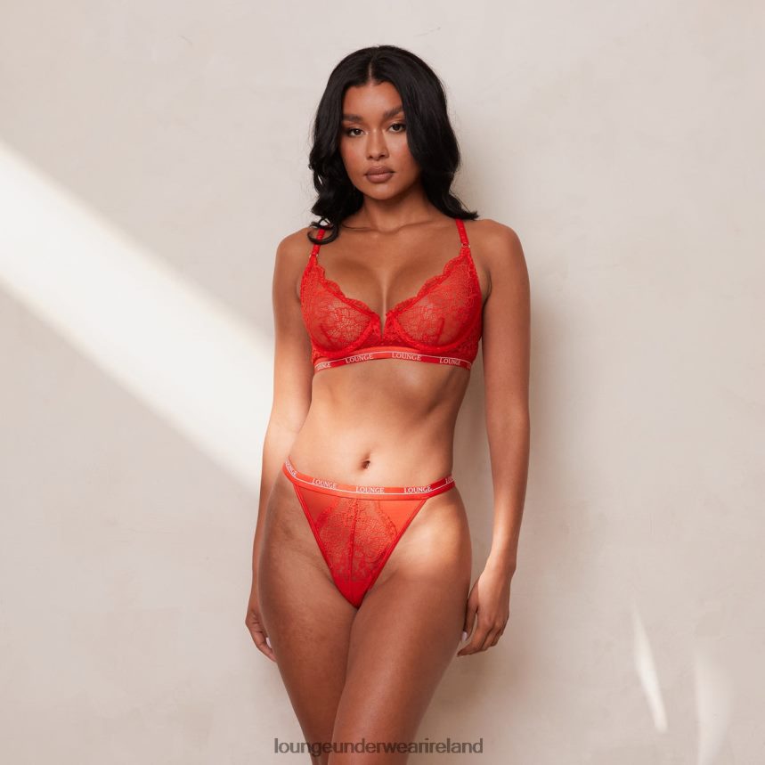 Lounge Underwear Women Royal Balcony Bra & Thong Set F2H42Z50 Red