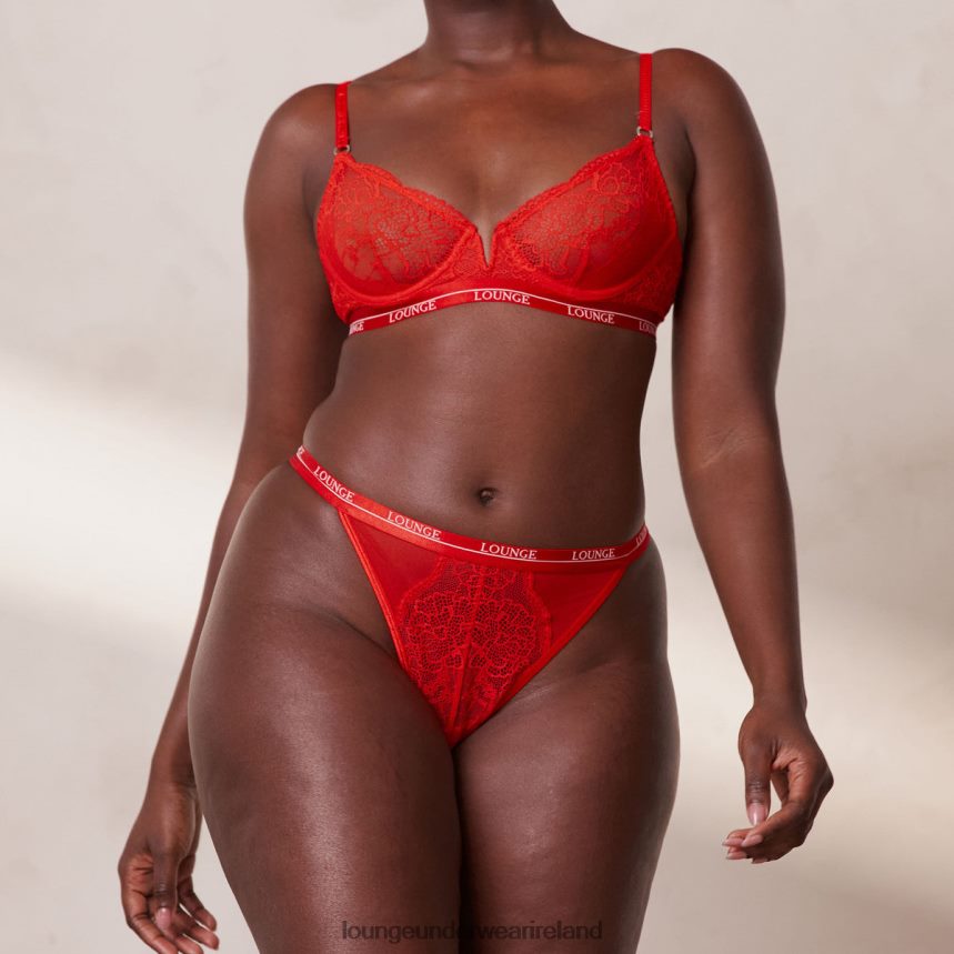 Lounge Underwear Women Royal Balcony Bra & Thong Set F2H42Z50 Red