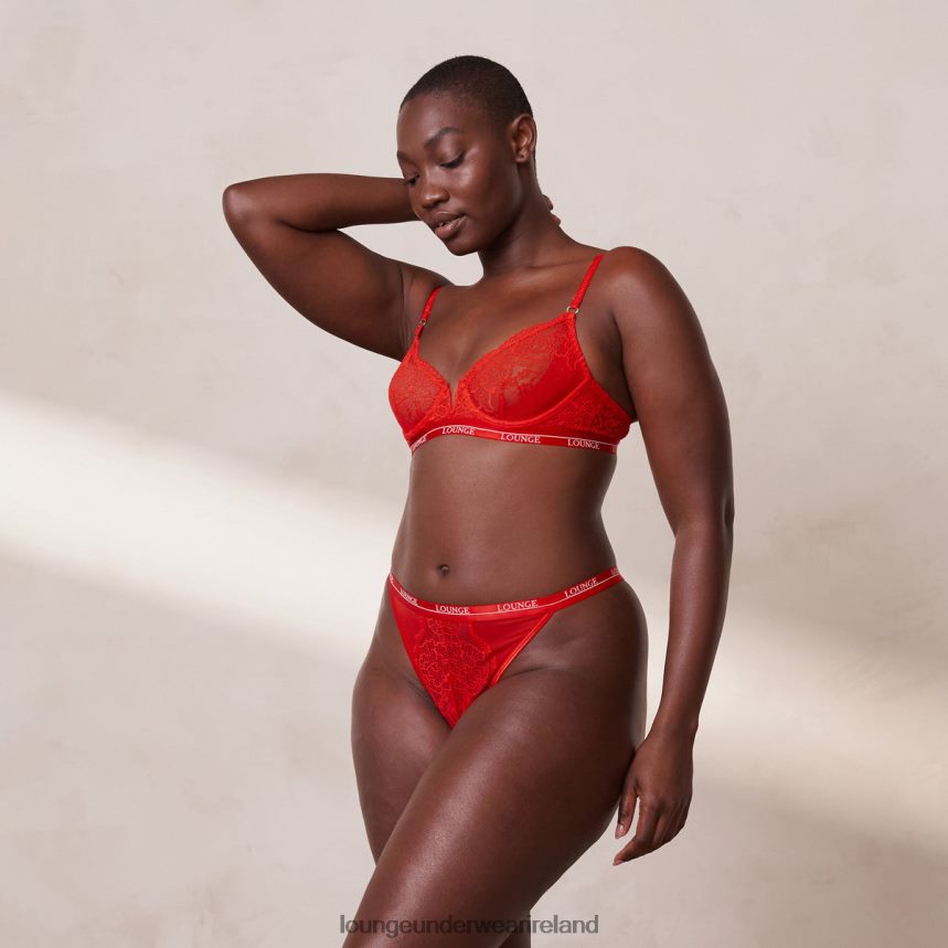 Lounge Underwear Women Royal Balcony Bra & Thong Set F2H42Z50 Red
