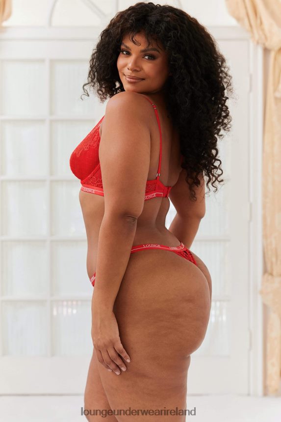 Lounge Underwear Women Royal Balcony Bra & Thong Set F2H42Z65 Red
